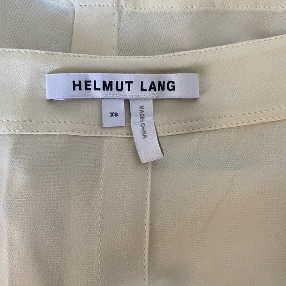 Helmut Lang- Ivory Silk V Neck Longsleeve Blouse - Picture 3 of 5